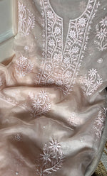 Load image into Gallery viewer, Women&#39;s Lakhnavi Handcrafted Organza Chikankari Unstitched Full Suit Material - HONC0284636
