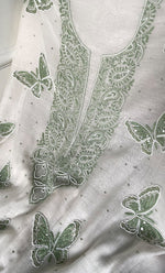 Load image into Gallery viewer, Women's Lakhnavi Handcrafted Unstitched Mul Chanderi Kurta And Dupatta Set - HONC0304154