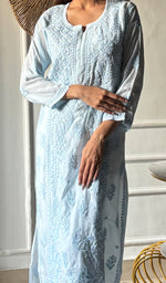 Load image into Gallery viewer, Women's Lakhnavi Handcrafted Muslin Chikankari Kurti - HONC0337465