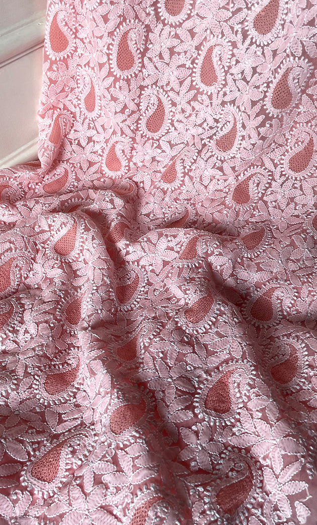 Women's Lucknowi Handcrafted Faux-Georgette Chikankari Suit Material - HONC0318470