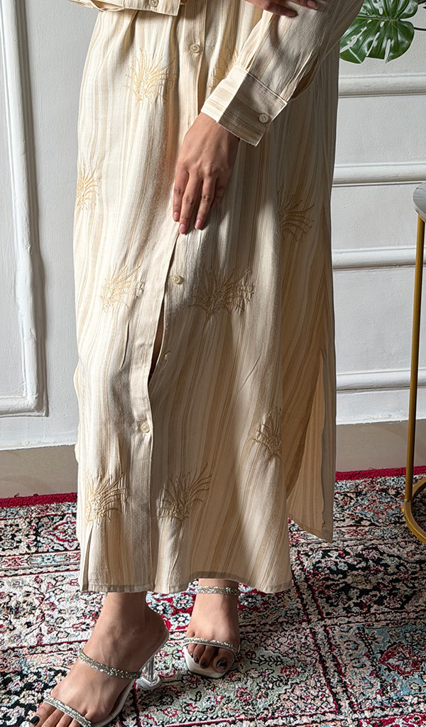 Vaishali Women's Lucknowi Handcrafted Cotton Chikankari Long Dress - HONC0341110