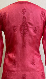 将图像加载到图库查看器中， Women&#39;s Lakhnavi Handcrafted Silk Chikankari Top - HONC0176258
