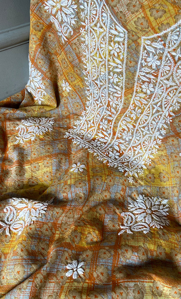 Women's Lakhnavi Handcrafted Cotton Chikankari Kurta And Kurta Dupatta Set - HONC0289884