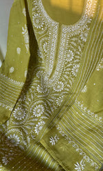 Load image into Gallery viewer, Women&#39;s Lakhnavi Handcrafted Maheshwari Mul Chanderi Semi - Stitched Kurta And Dupatta Set - HONC0301239
