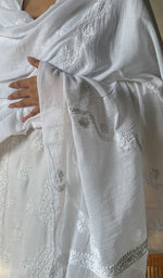 Load image into Gallery viewer, Women&#39;s Lucknowi Handcrafted Cotton Chikankari Dupatta - HONC0224346
