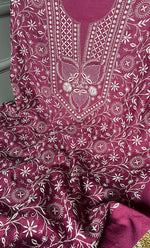 Load image into Gallery viewer, Women&#39;s Lakhnavi Handcrafted Munga Silk Chikankari Kurta And Dupatta Set- HONC0264872
