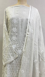 将图像加载到图库查看器中， Women&#39;s Lakhnavi Handcrafted Tissue Chanderi Semi - Stitched Chikankari Kurta Dupatta Set - HONC0210638
