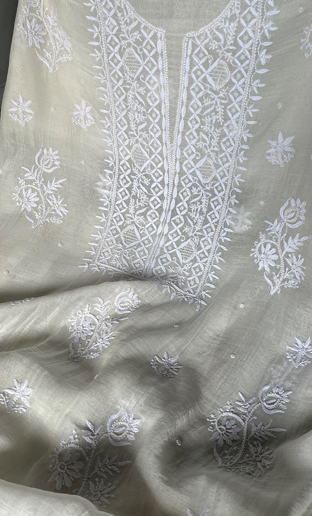 Women's Lakhnavi Handcrafted Mul Chanderi Kurta And Dupatta Set - HONC0305478
