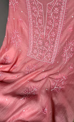 Load image into Gallery viewer, Women&#39;s Lakhnavi Handcrafted Mul Chanderi Unstitched Kurta And Dupatta Set - HONC0310808
