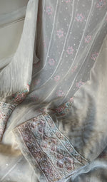 Load image into Gallery viewer, Women&#39;s Lakhnavi Handcrafted Pure Silk Georgette Chikankari Anarkali   and Dupatta set - HONC0269087
