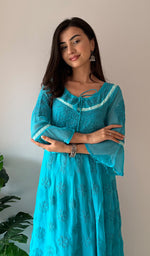 Load image into Gallery viewer, Aidah Women's Lakhnavi Handcrafted Faux-Georgette Chikankari  Anarkali Dress - HONC038898