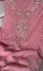 Load image into Gallery viewer, Women&#39;s Lakhnavi Handcrafted Mul Chanderi Unstitched Chikankari Full Suit Material - HONC0311935
