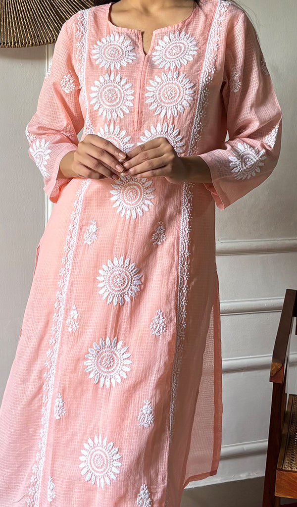 Naima Women's Lakhnavi Handcrafted Kota Cotton Chikankari Kurti - HONC03360444