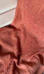 Load image into Gallery viewer, Women's Lakhnavi Handcrafted Mul Chanderi Unstitched Chikankari Full Suit Material - HONC0324499