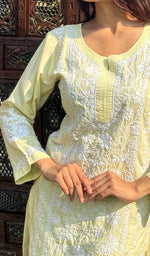 将图像加载到图库查看器中， Iqra Women&#39;s Lucknowi Handcrafted Cotton Chikankari Kurti - HONC0164395
