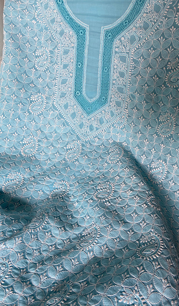 Women's Lakhnavi Handcrafted Cotton Unstitched Chikankari Suit Material - HONC0367378