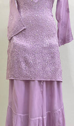 Load image into Gallery viewer, Women&#39;s Lucknowi Handcrafted Viscose Georgette Chikankari Kurta Gharara Set - HONC0195681
