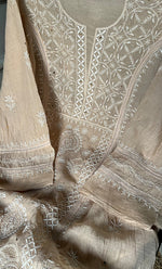 将图像加载到图库查看器中， Women&#39;s Lakhnavi Handcrafted Mul Chanderi Semi - Stitched Kurta And Dupatta Set - HONC0284751
