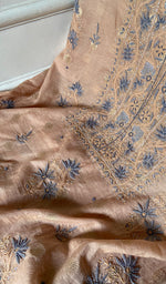 Load image into Gallery viewer, Women's Lakhnavi Handcrafted Mul Chanderi Unstitched Chikankari Full Suit - 3