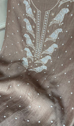 Load image into Gallery viewer, Chidiya Women's Lakhnavi Handcrafted Mul Chanderi Unstitched Chikankari Full Suit - HONC0349588