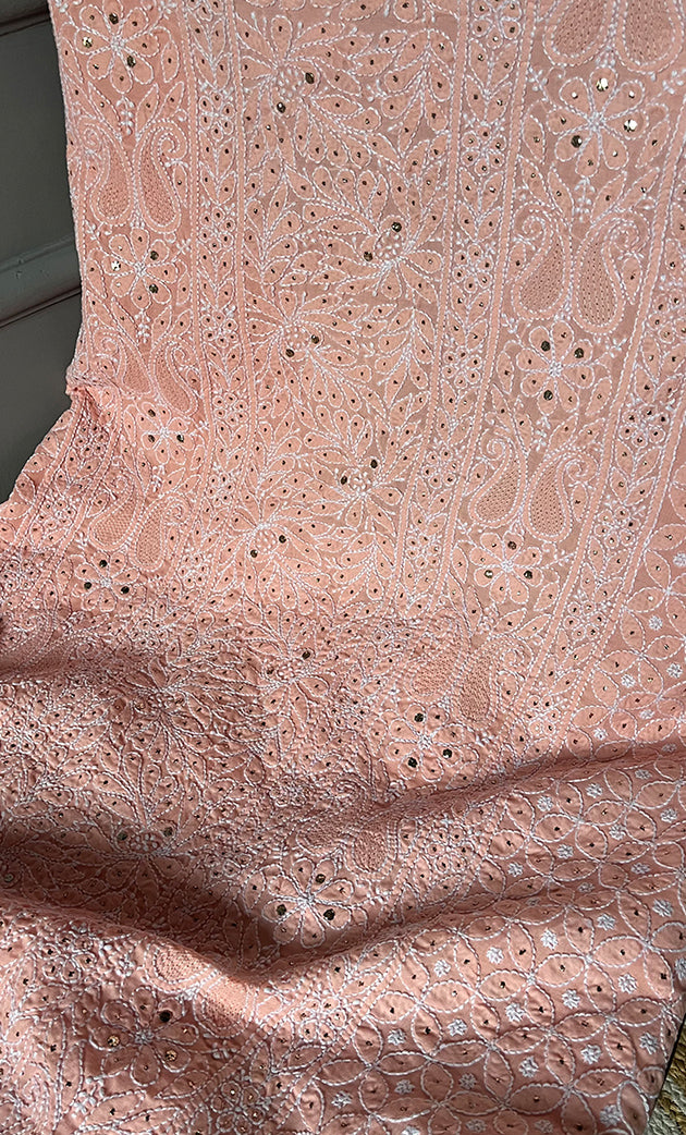 Women's Lakhnavi Handcrafted Unstitched Cotton Chikankari Suit Material - HONC0264458