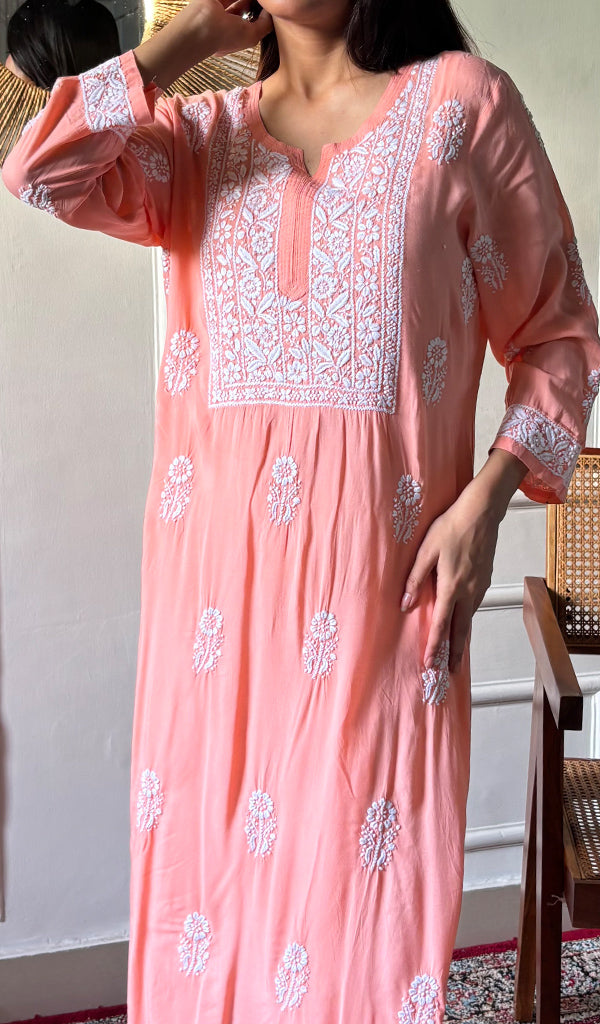 Rupam Women's Lucknowi Handcrafted Modal Cotton Chikankari Kurti - HONC0211900