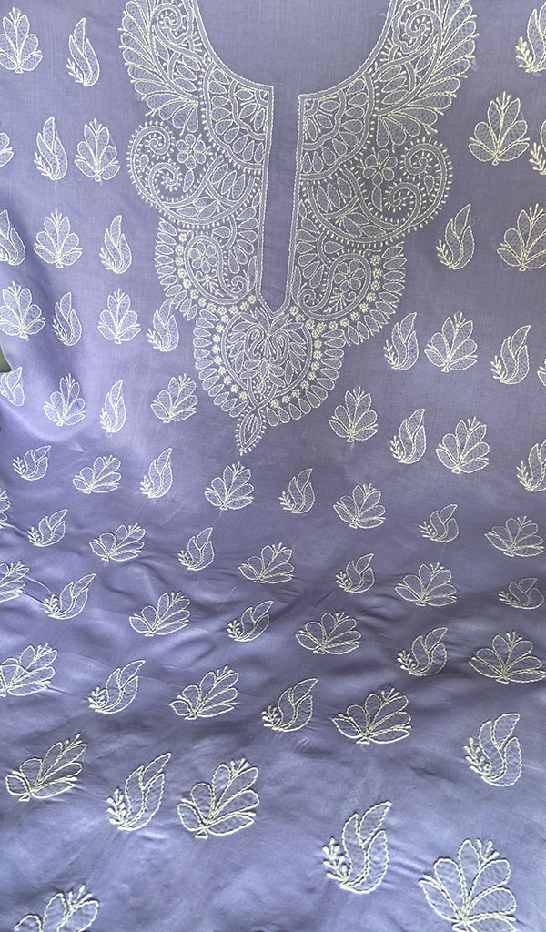 Women's Lakhnavi Handcrafted Cotton Unstitched Chikankari Suit Material - HONC0360788