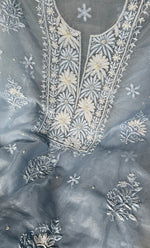 Load image into Gallery viewer, Women&#39;s Lakhnavi Handcrafted Organza Chikankari Unstitched Full Suit Material - HONC0270897
