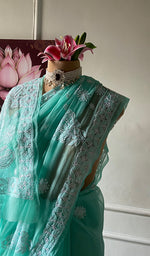 Load image into Gallery viewer, Samaira  Women's Lucknowi Handcrafted Faux-Georgette Chikankari Saree - HONC0348738