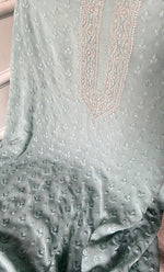 将图像加载到图库查看器中， Lucknowi Handcrafted Viscose Georgette Chikankari Unstitched Men&#39;s Kurta Fabric - HONC0264753
