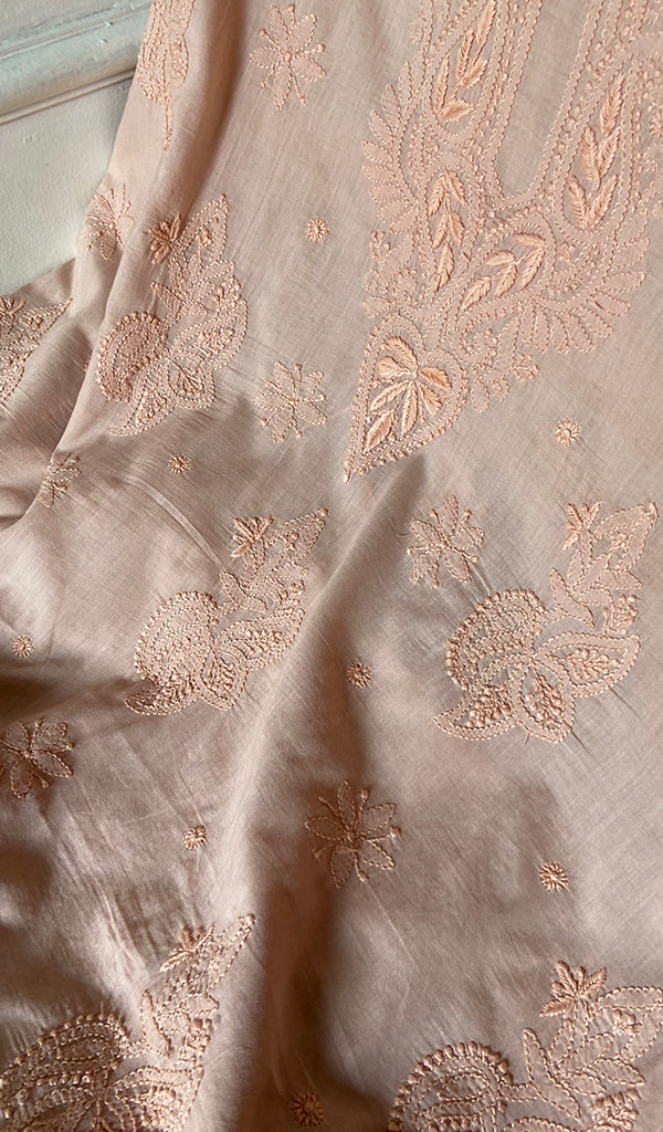 Women's Lakhnavi Handcrafted Cotton Unstitched Chikankari Suit Material - HONC0358192