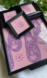 Load image into Gallery viewer, Chikankari Tray with Six Coasters - HONCO310948
