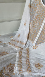 Load image into Gallery viewer, Women's Lakhnavi Handcrafted Mul Chanderi Semi - Stitched Kurta And Dupatta Set - HONC0303401