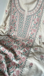 Load image into Gallery viewer, Women&#39;s Lakhnavi Handcrafted Munga Silk Chikankari Kurta And Dupatta Set - HONC0255938
