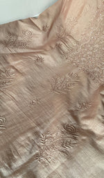 Women's Lakhnavi Handcrafted Chanderi Silk Unstitched Chikankari Full Suit - HONC0367195
