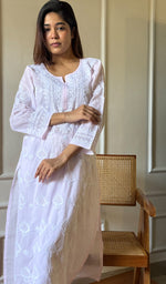Load image into Gallery viewer, Soniya Women&#39;s Lucknowi Handcrafted Cotton Chikankari Kurti - HONC0273987
