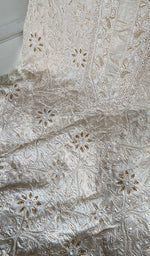 Women's Lakhnavi Handcrafted Tussar Silk Chikankari Kurta And Organza Dupatta Set - HONC0332849
