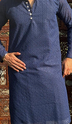 Load image into Gallery viewer, Men&#39;s Faux-Georgette Hakoba Kurta - HONC0261827
