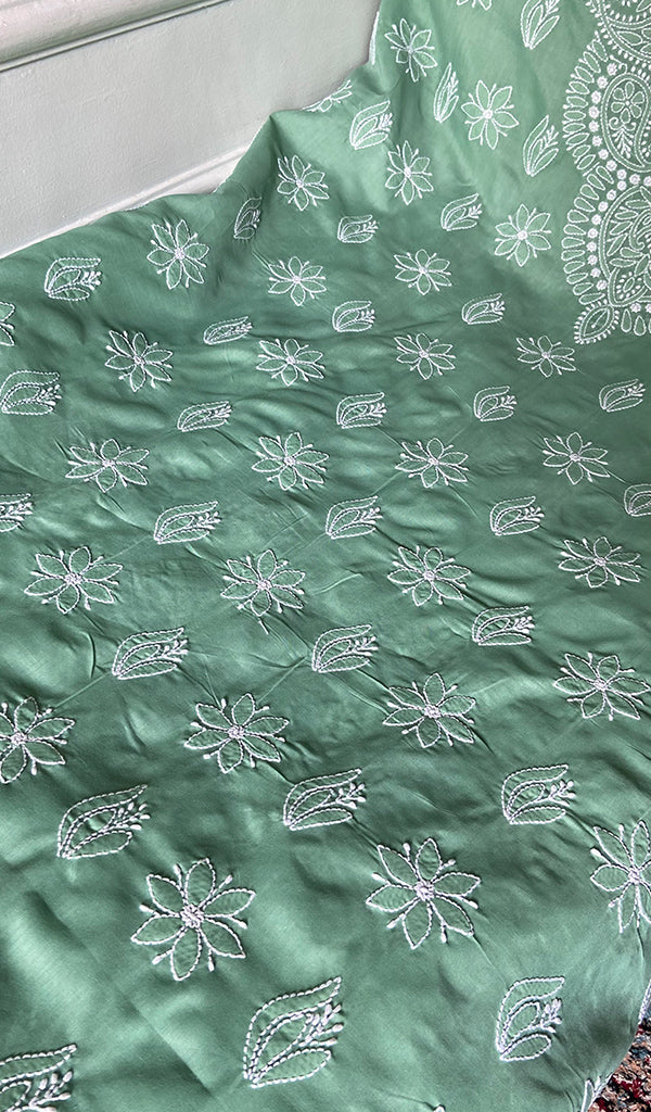 Women's Lakhnavi Handcrafted Cotton Unstitched Chikankari Suit Material - HONC0360794