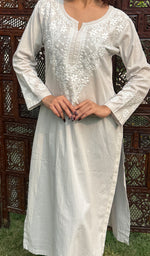 Load image into Gallery viewer, Shab Women&#39;s Lucknowi Handcrafted Cotton Chikankari Kurti - HONC0202463
