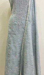 Load image into Gallery viewer, Women&#39;s Lakhnavi Handcrafted Chanderi Silk Chikankari Full Suit Material - HONC0110255