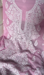 Load image into Gallery viewer, Women's Lucknowi Handcrafted Faux-Georgette Unstitched Chikankari Suit Material - HONC0348784