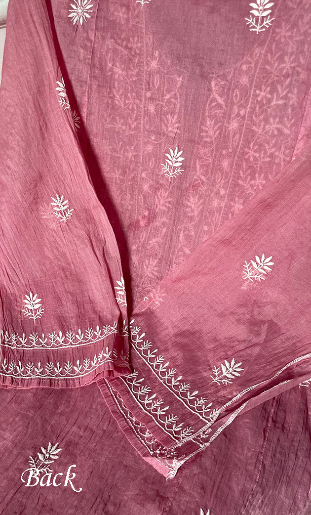 Women's Lakhnavi Handcrafted Mul Chanderi Semi - Stitched Anarkali And Dupatta Set - HONC0304463