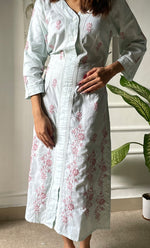 Load image into Gallery viewer, Women&#39;s Lucknowi Handcrafted Cotton Chikankari Long Dress - HONC0303751
