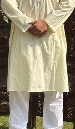 Load image into Gallery viewer, Men&#39;s Lucknowi Handcrafted Cotton Chikankari Kurta - HONC0115507

