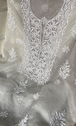 Load image into Gallery viewer, Women&#39;s Lakhnavi Handcrafted Organza Chikankari Unstitched Kurta and Dupatta set- HONC0249873
