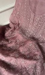 Load image into Gallery viewer, Women's Lakhnavi Handcrafted Pure Organza Chikankari Unstitched Kurta And Dupatta Set- HONC0327851
