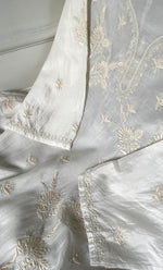 Load image into Gallery viewer, Women's Lakhnavi Handcrafted Chanderi Silk Semi - Stitched Kurta And Dupatta Set - HONC0314226