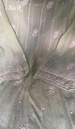Noreen — Green Pure Mul Chanderi Chikankari 3 Pc Semi-Stitched Suit Set