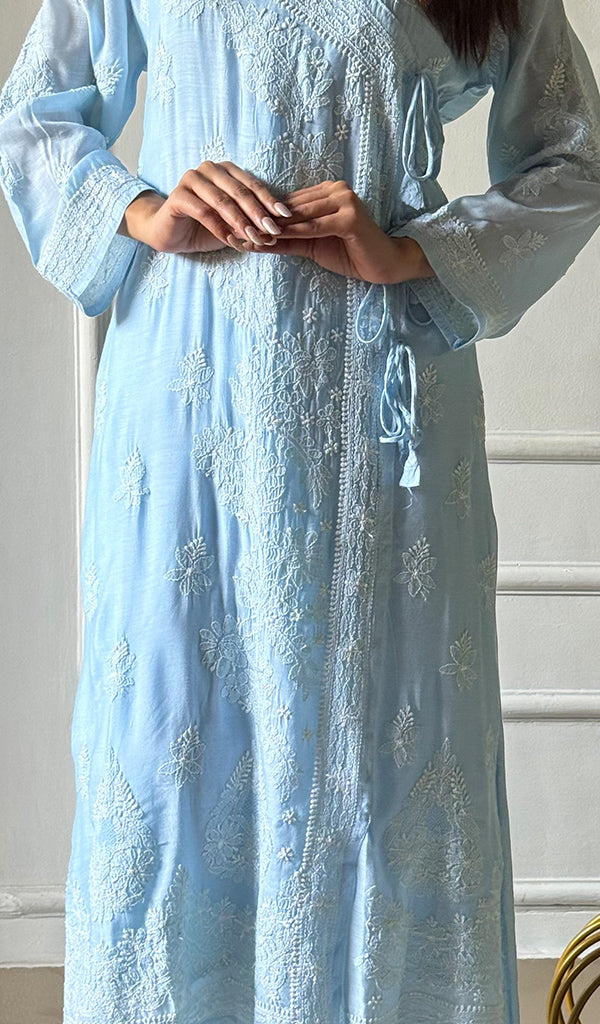 Women's Lucknowi Handcrafted Cotton Chikankari Angrakha - HONC0343793